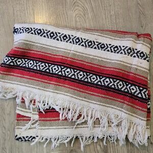 Beautiful Vintage Mexican Serape Blanket LARGE 48x72" Size Excluding Fringe